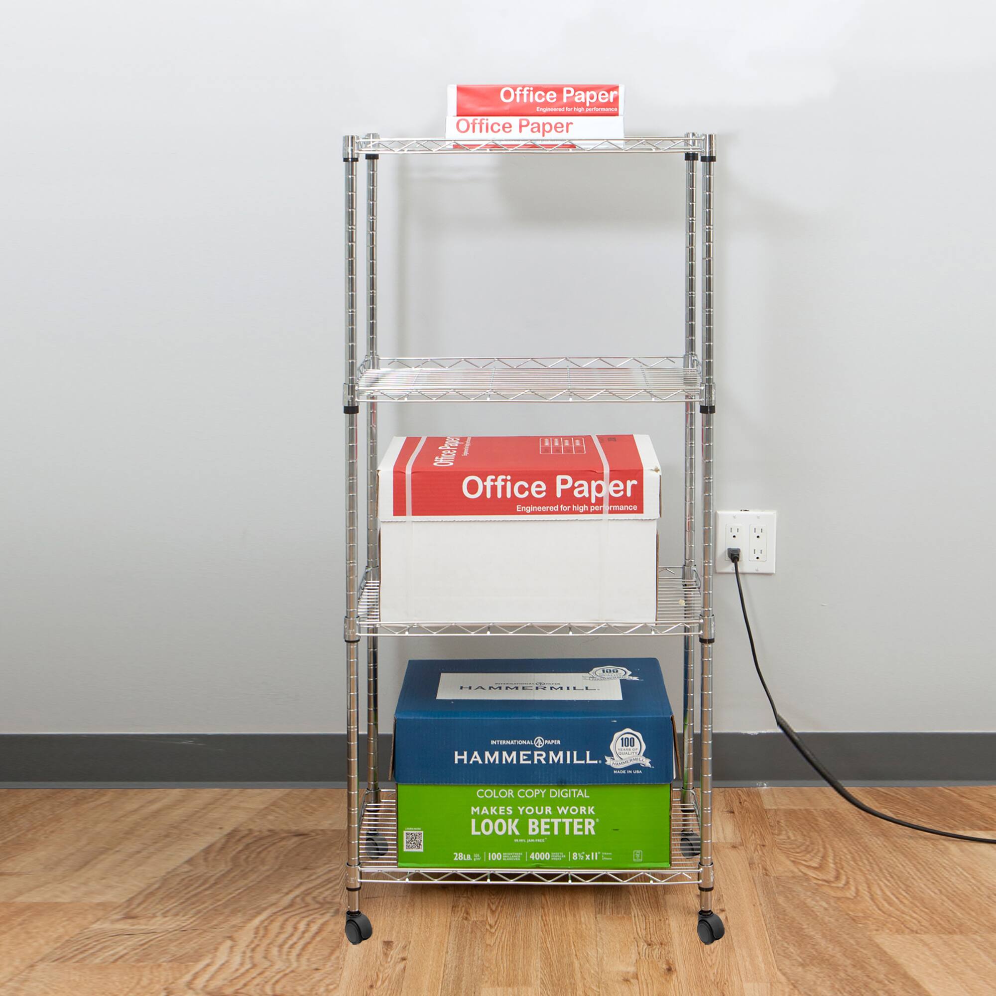 Mind Reader Adjustable 4-Tier Metal Storage Rack with Wheels